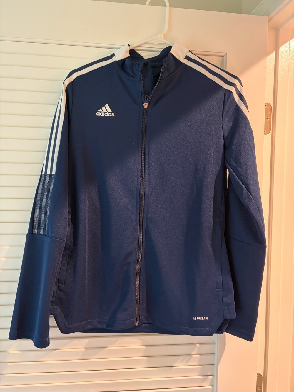 adidas Navy and White Lightweight Track Jacket